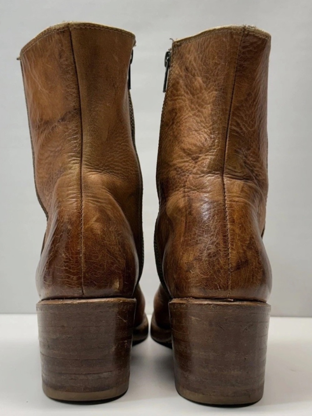 RARE! Vintage Frye Campus "Made In USA" Inside Zip Ankle Boots Saddle Leather - Picture 2 of 16